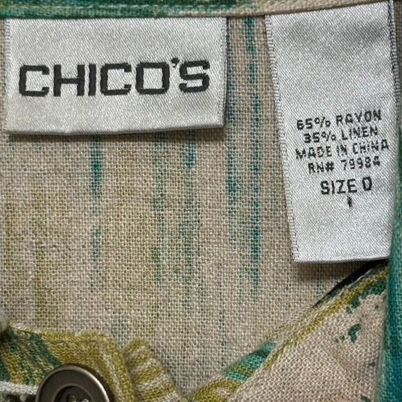 Chico's Green Tan Stripe Button Down Top Jacket Women's Small 4 Chico's Size 0 - Picture 11 of 14